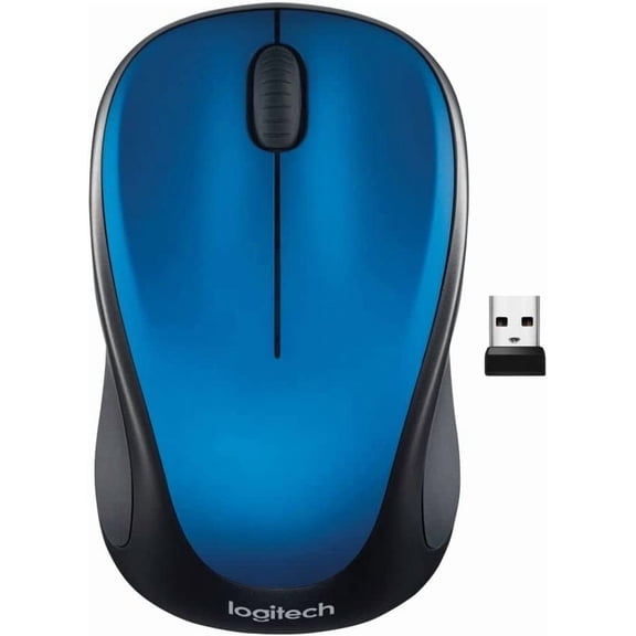 M317 Wireless Mouse, 2.4 GHz with USB Receiver, 1000 DPI Optical Tracking, 12 Month Battery, Compatible PC, Mac, Laptop, Chromebook - Blue