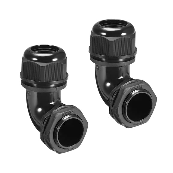 M32 Cable Gland , 90 Degree Waterproof IP68 Nylon Joint Adjustable Locknut for 18mm-25mm Dia Cable Wire , 2Pcs