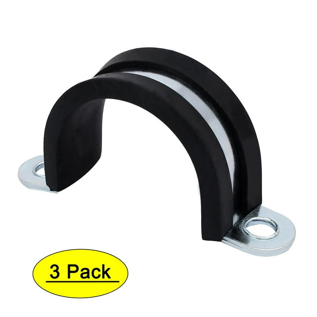 M32 EPDM Rubber Lined U Shaped Pipe Tube Strap Clamps Clips Fasteners 2pcs