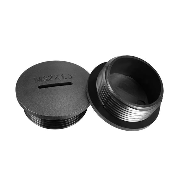 M32x1.5mm Nylon Male Threaded Cable Gland Screw End Cap Cover Black 10pcs