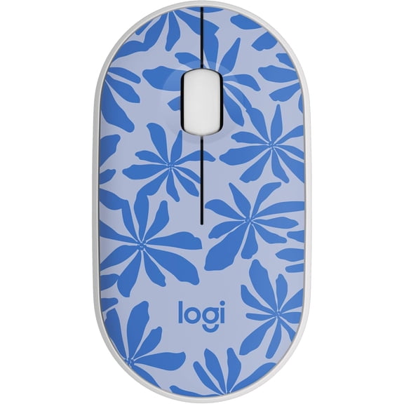 M340 Wireless Mouse with Limited Edition Prints, USB Receiver and Silent Clicks, Portable Wireless Mouse for Laptop, PC, Windows, Chrome, Surface Blue Floral