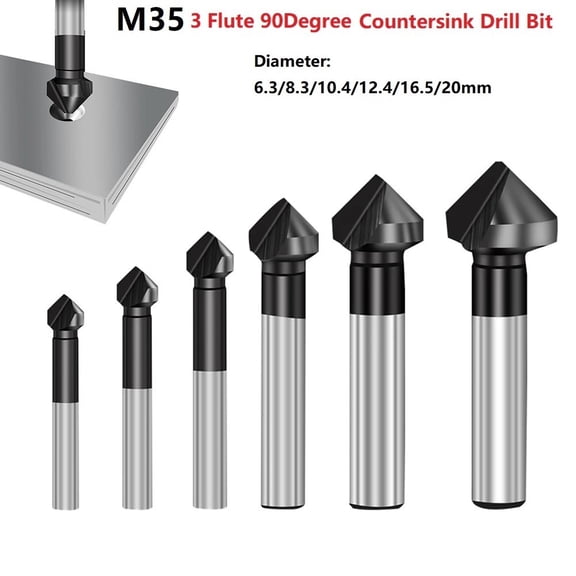 M35 3 Flute Countersink Drill Bit 90Degree Chamfering Tools Cobalt Tialn Coated 10.4Mm