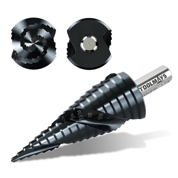 M35 Cobalt HSS Step Drill Bit, Nano TiAlN Coating with Spiral Flute, 18 Steps 3/16"1-1/4", 3/8" Tri-Flatted Shank for Stainless Steel, Metal, Wood & Plastic