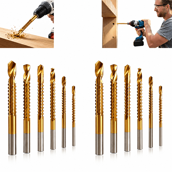 M35 Cobalt HSS Twist Drill Bit Set with 135 Degree Split Point for Stainless Steel and Cast Iron, 6-Piece
