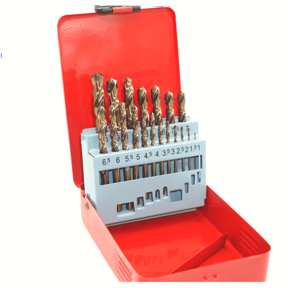 M35 Cobalt Round Straight Handle Metric Drill bit Set 1mm-10mm Drill Bits Suitable for Stainless Steel, Hard Metal, Cast Iron, Copper, Aluminum Plastic(1mm-10mm/19pcs)