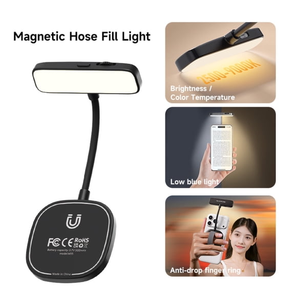 M35 Magnetic Selfie Light ,Gooseneck LED Phone Fill Light Portable Video Lighting, 5 Brightness Levels & Modes, Flexible Neck LED Lights for iPhone/Android/Photo/Reading