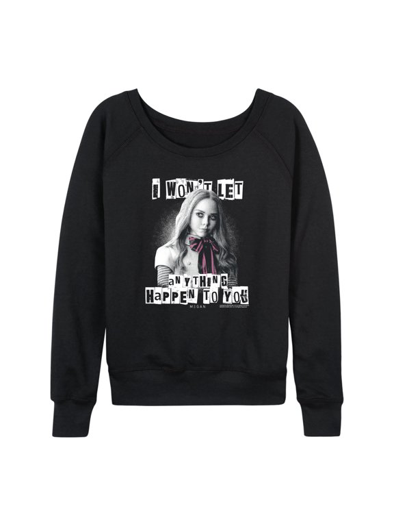 - Character Tee Women's Lightweight French Terry Wide Neck Long Sleeve Graphic Shirt