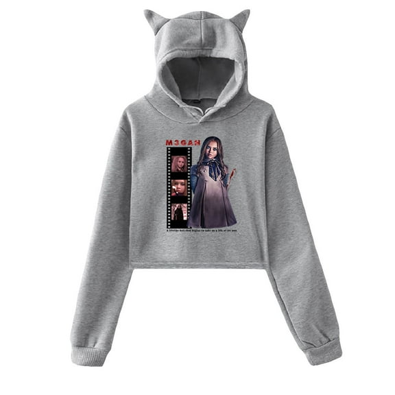 M3GAN Hoodie Sweatshirts Crop top Printing Movie for Girls Cat Ear Youth Streetwear Casual