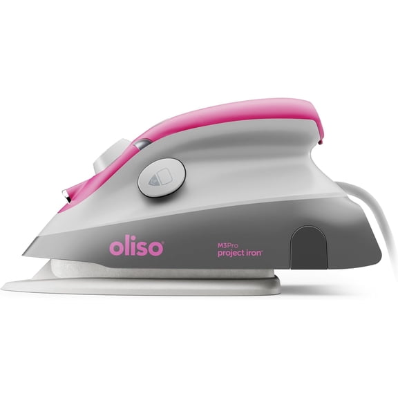 M3Pro Project Steam Iron with Solemate 1000W Ceramic Soleplate Iron and LED Light for Sewing, Quilting, Crafting, and Travel Raspberry