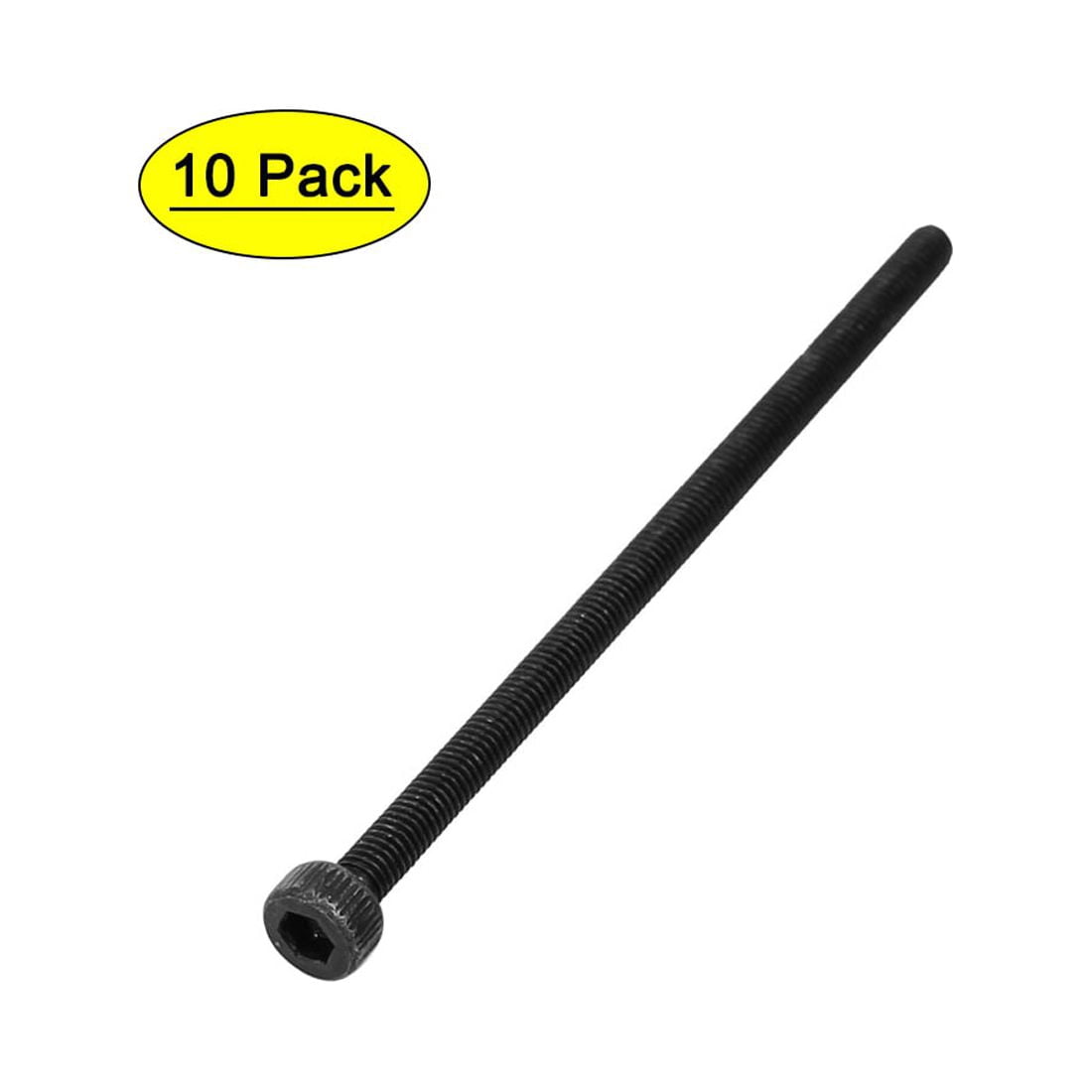 M3X60mm Fully Thread Hex Socket Head Knurled Cap Screw Bolt Black 10pcs ...