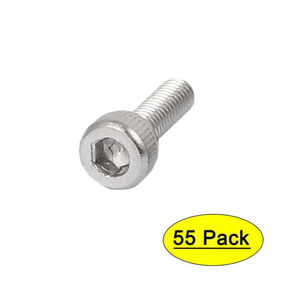 M3x10mm Thread 304 Stainless Steel Hex Socket Head Cap Screw Bolt DIN912 55pcs
