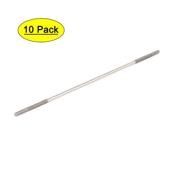 M3x130mm 304 Stainless Steel Double End Threaded Stud Screw Bolt 10pcs