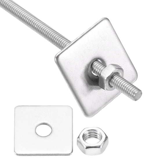 M3x400mm Fully Threaded Rod, 1Set 304 Stainless Steel Threaded Rods Bar Studs Right Hand Threads with Nut Square Washer for Structural Anchoring Fastening Screw