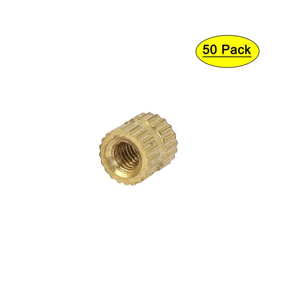 M3x5mm 5mm OD Brass Embedded Knurled Insert Thumb Nuts 50pcs