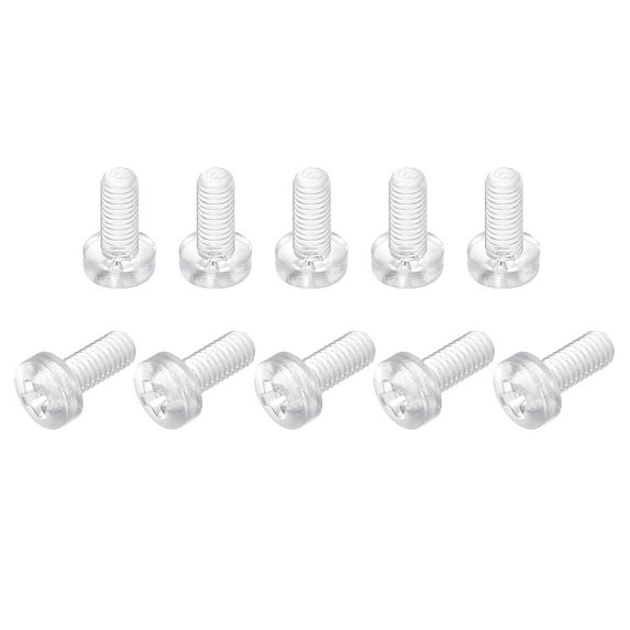 Uxcell M3x8mm Plastic Phillips Bolts PC Pan Head Machine Screws Transparent 50 Pack
