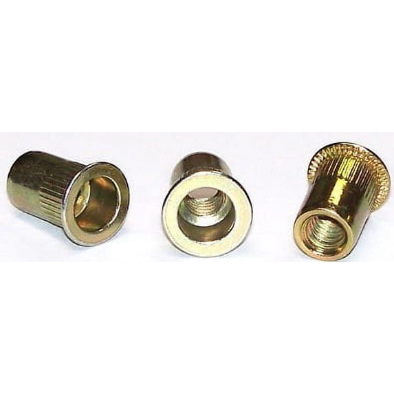 M4-0.7 (Max Grip 2.0mm) Large Flange Ribbed Blind Threaded Inserts / Steel / Zinc Yellow - 2000 Piece Carton