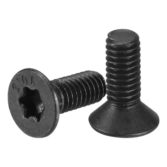 M4-0.7 x 10mm Flat Torx Head Machine Screws, 100 Pack 10.9 Grade Carbon Steel Flat Countersunk Torx Anti Theft Machine Screws, Black Oxide Finish, Full Thread, Torx Drive