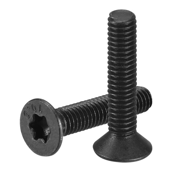 M4-0.7 x 20mm Flat Torx Head Machine Screws, 80 Pack 10.9 Grade Carbon Steel Flat Countersunk Torx Anti Theft Machine Screws, Black Oxide Finish, Full Thread, Torx Drive