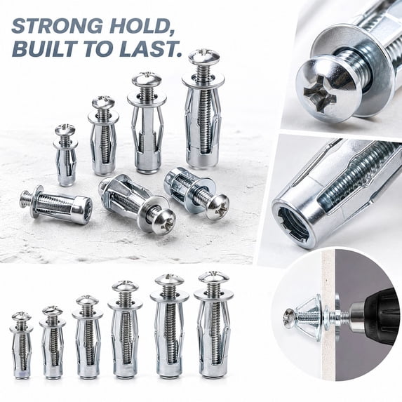 M4‑20 Petal Nut Expansion Screw, 10 Pcs Iron Hollow Wall Anchors, Lantern‑Type Expansion Bolts for Drywall, Brick and Sheet Metal Mounting Hardware