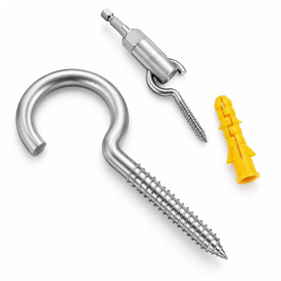 M4 (26 pieces) + 1/4" Hex Driver Stainless Steel Heavy-duty Rust-resistant Eye Hooks