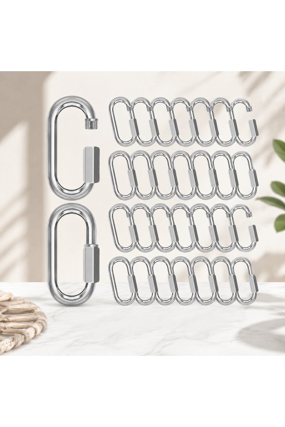 M4-30 Pack 1.61" Quick Links Chain Connectors, 5/32" Galvanized Heavy Duty Threaded Quick Link Clips, 330LBS Twist Oval D Shape for Swing, Backpack, Key Ring