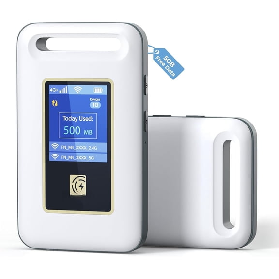 M4 4G LTE Mobile Hotspot, Portable WiFi Hotspot for Travel, No SIM Card or Contract Required, Pocket WiFi Device for RV & Outdoor Use, Connect Up to 10 Devices, 5GB Free  Data