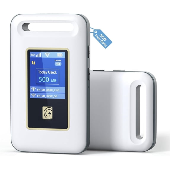M4 4G LTE Mobile Hotspot, Portable WiFi Hotspot for Travel, No SIM Card or Contract Required, Pocket WiFi Device for RV & Outdoor Use, Connect Up to 10 Devices, 5GB Free Data
