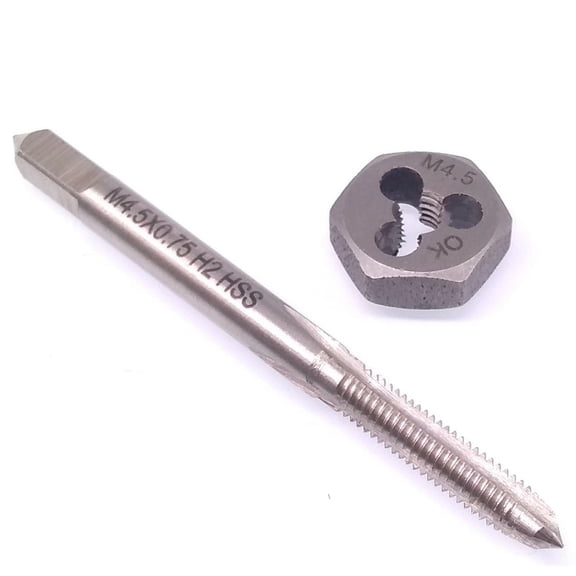 M4.5 x 0.75mm Tap and 4.5 x 0.75mm Hexagon Die Set Metric Right Hand Thread High-speed Steel
