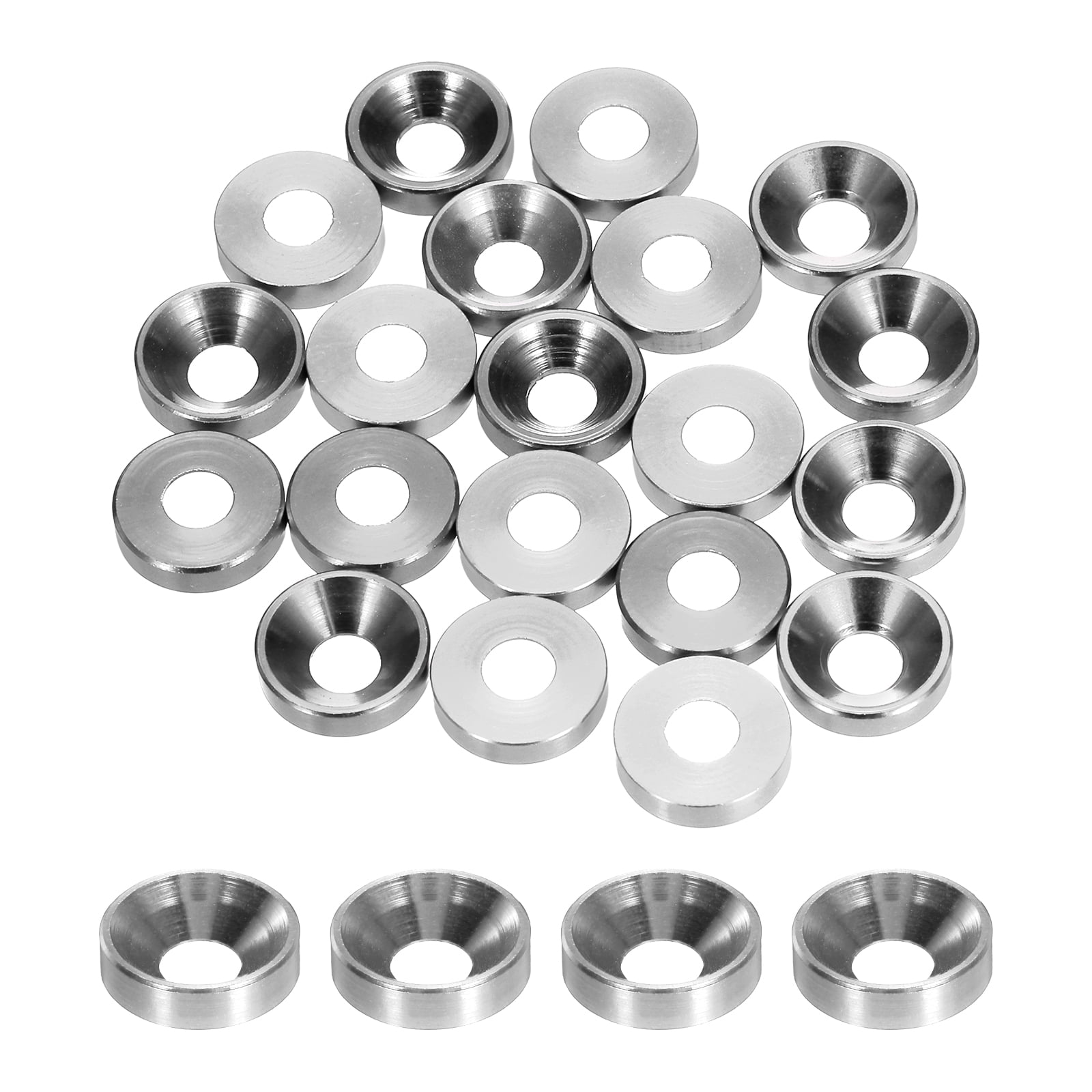 Hot Racing CW34908 Aluminum Countersunk Washers - 8 Pack, 4mm Inner Diameter, 9mm OD, 2mm Thick, Silver