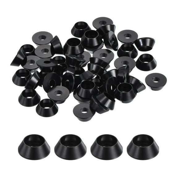 M4 Cone Cup Washers,Anodized Aluminum Gaskets for Screw RC/FPV/PC/Drone, Pack of 50 (Black)