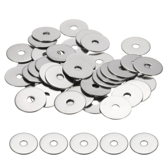 M4 Flat Washer for Screw, 60Pcs 304 Stainless Steel Washers 4MM ID x 20MM OD x 1MM Thick(Silver Tone)