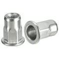 thumbnail image 1 of M4 Half Hex Body Rivet Nuts, 60 Pack 304 Stainless Steel Flat Head Threaded Insert Nuts for Metal, Plastic, 1 of 5
