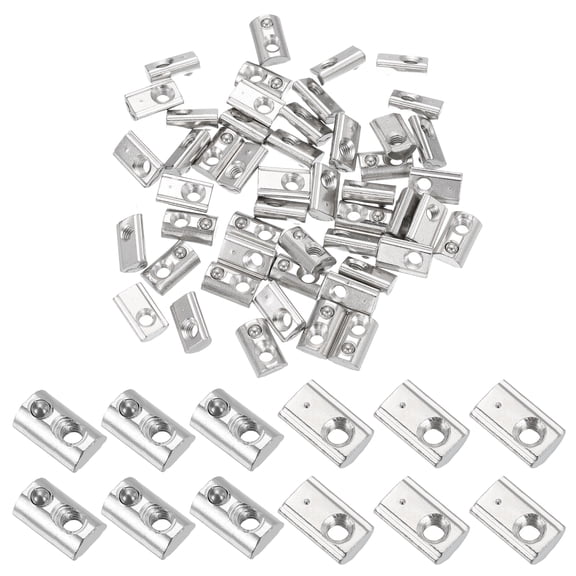 M4 Half Round Roll in Spring T Nuts 2020 Series Carbon Steel T Slot Spring Nuts Silver, 50 Pcs