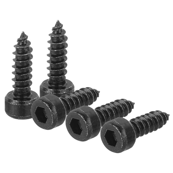 Uxcell Hex Socket Head Self-Tapping Screw, 304 Stainless Steel Black M4x14mm 50Pcs