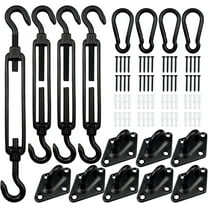 M4 Hook & Eye, C to O Turnbuckle 304 Stainless Steel, Hardware Kit for Wire Rope Tension, for Sun Shade, Tent Installation, Anti-Rust, 6 Packs D