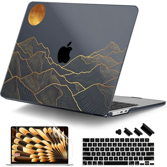 for M4 MacBook Air 13.6 Inch Case 2025 2024 2023 2022 Model A3240 A3113 A2681 M3 M2 Chip, Plastic Hard Shell Case Cover with Touch ID for MacBook Air 13 Inch M4 - Abstract Mountain