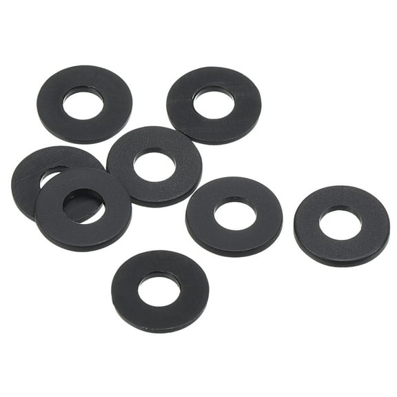 M4 Nylon Flat Washer, 8 Pack 4mm ID 10mm OD Sealing Spacer Gasket Ring for Faucet Pipe Fastener Bolt, Black