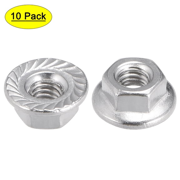 M4 Serrated Flange Hex Lock Nuts 304 Stainless Steel 10 Pcs