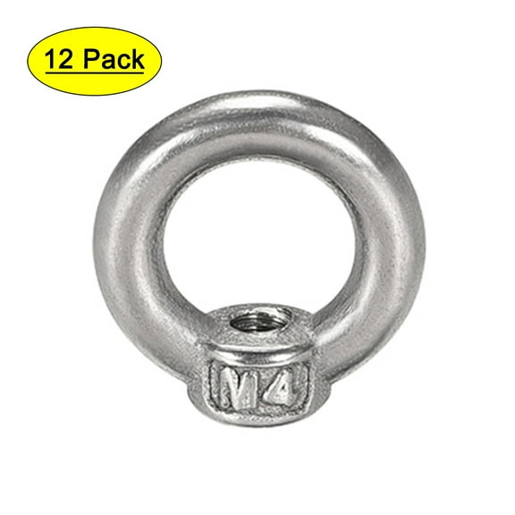 M4 Thread Dia 304 Stainless Steel Ring Shape Lifting Eye Nut Fastener 12PCS