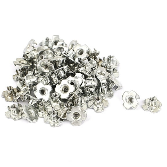 M4 Thread Dia 4 Prongs Zinc Plated T-Nut Tee Nuts 60pcs