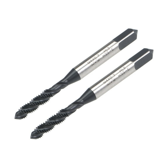 M4 x 0.7 Spiral Flute Thread Tap, Metric Machine Threading Tap HSS Nitriding Coated, Round Shank with Square End, 2pcs