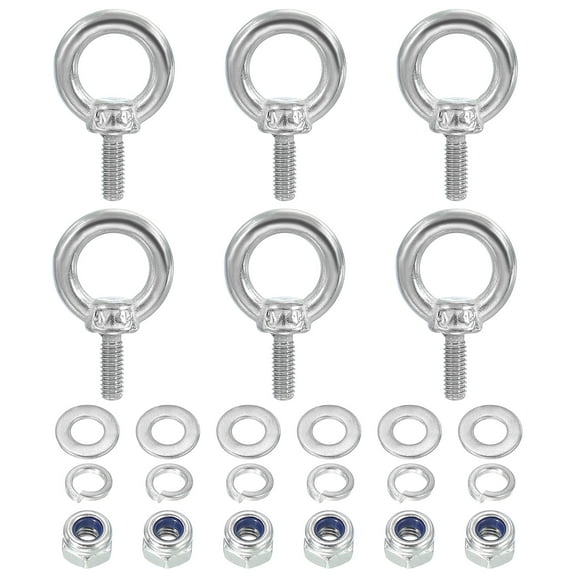 Uxcell Eye Bolt with Nut,304 Stainless Steel Lifting Shoulder Eyebolt Lift Thread Screws for Hanging M4 x 11mm 6