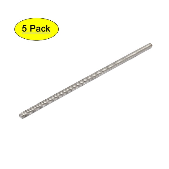 M4 x 120mm 304 Stainless Steel Fully Threaded Rod Bar Studs Silver Tone 5Pcs