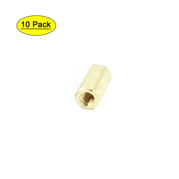 M4 x 12mm Female/Female Thread Brass Hex Standoff PCB Pillar Spacer 10Pcs