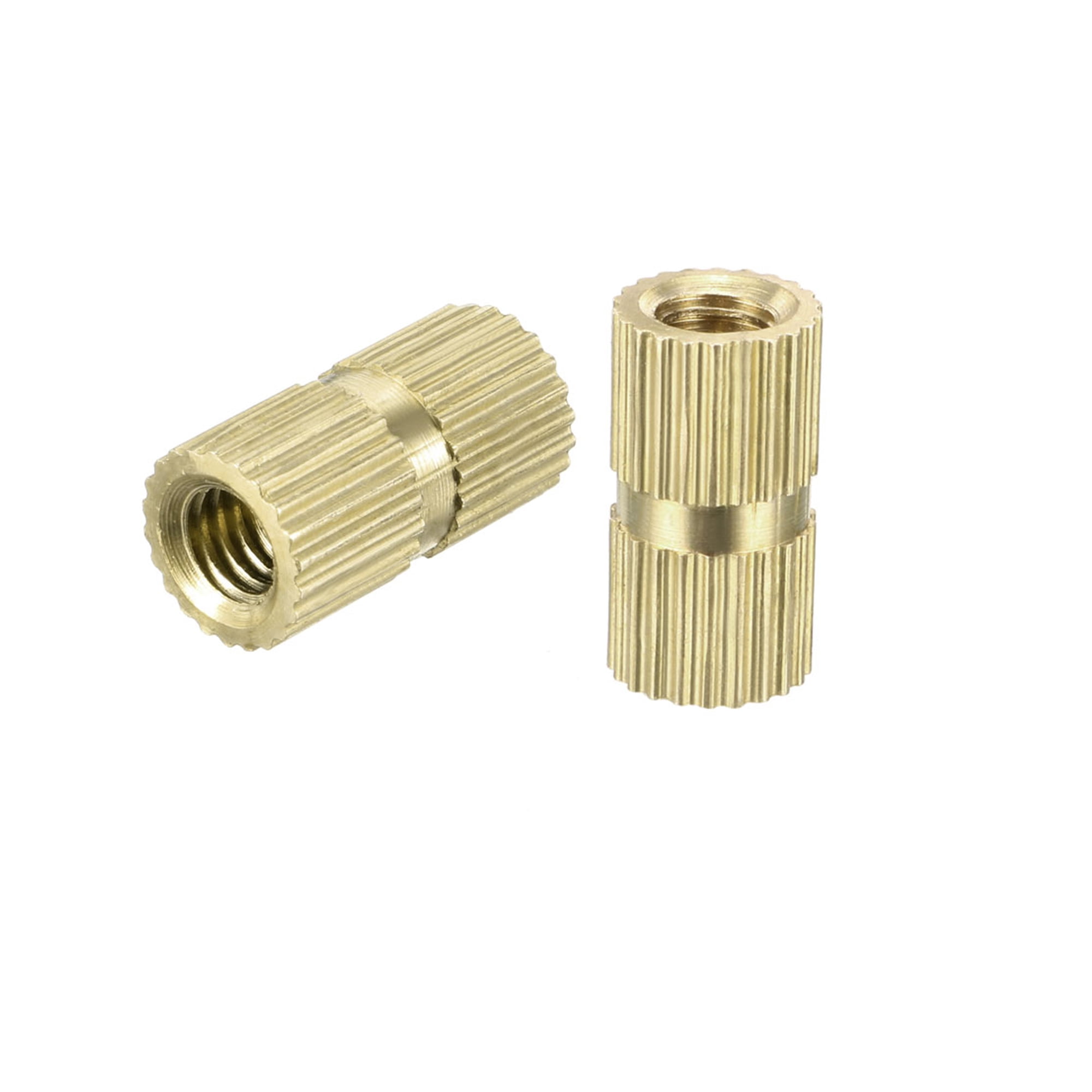 Embedded Threaded Nut M4 x 12mm(L) x 6.4mm(OD) Brass Knurled Threaded Insert Embedment Nut ...