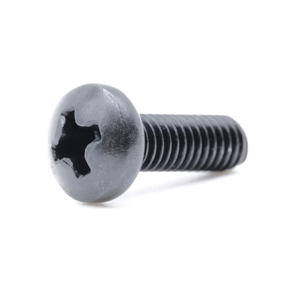 M4 x 12mm (M4 x L12, 0.7mm Pitch) Pan Head Phillips Drive Machine Screw - Black Oxide (Pack of 5)