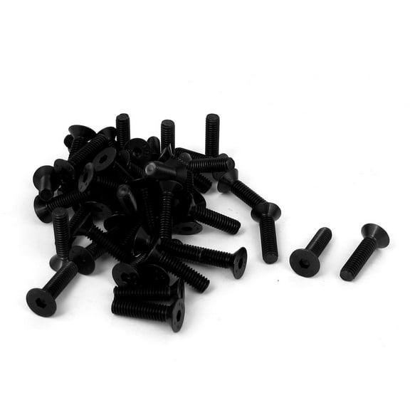 M4 x 16mm Metric Hex Socket Countersunk Flat Head Screw Bolts Black 50PCS