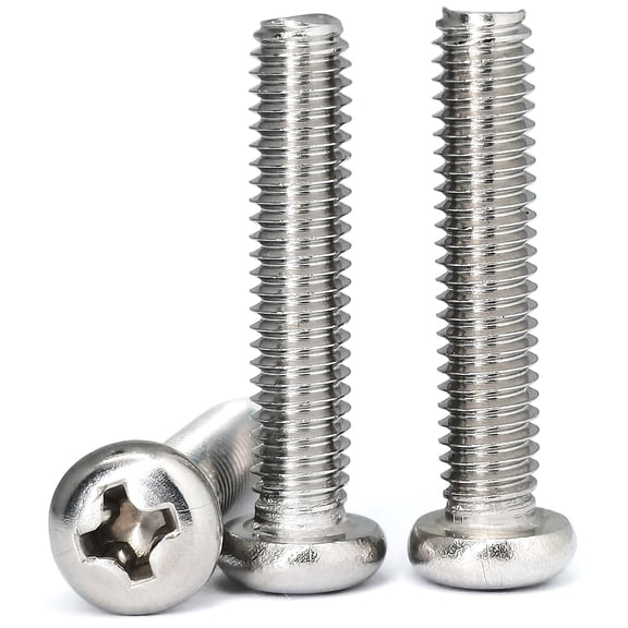 M4 x 20mm Phillips Screw Bolt, Pan Head Machine Screw Phillips Bolt For Fastening Connections In Doors And Windows,304 Stainless Steel, Bright Finish, Fully Machine Thread(50pcs)
