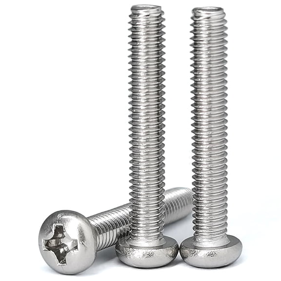 M4 x 25mm Phillips Screw Bolt, Pan Head Machine Screw Phillips Bolt For Fastening Connections In Doors And Windows,304 Stainless Steel, Bright Finish, Fully Machine Thread(50pcs)