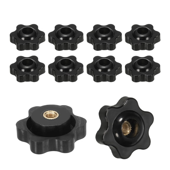 Uxcell Star Knobs, Knurled Thread Through Hole Knob Screw-On Type Clamping Nuts Handle for T-Track Bolts Mechanical Equipment Black 4mm x 25mm
